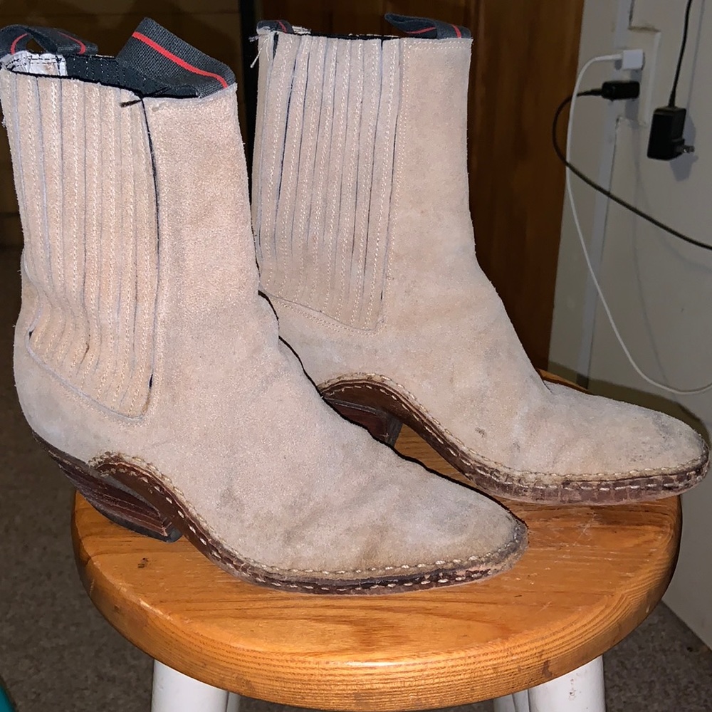 Vintage MARIACHI handmade suede ankle boots Western Chelsea cowgirl 7 well loved